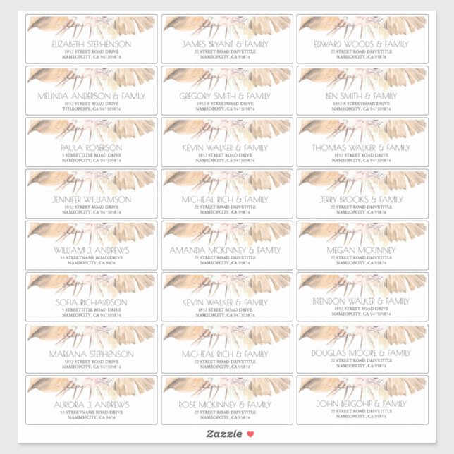 Sticker Palmier séché Feuille Petits noms d'hôtes Étiquett (Feuille)