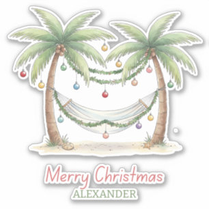 Sticker Palmiers de Noël côtiers avec hamac