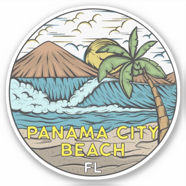 Sticker Panama City Beach Florida Vintage (Devant)