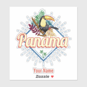 Sticker Panama City Toucan Rétro Palm Trees Vintage