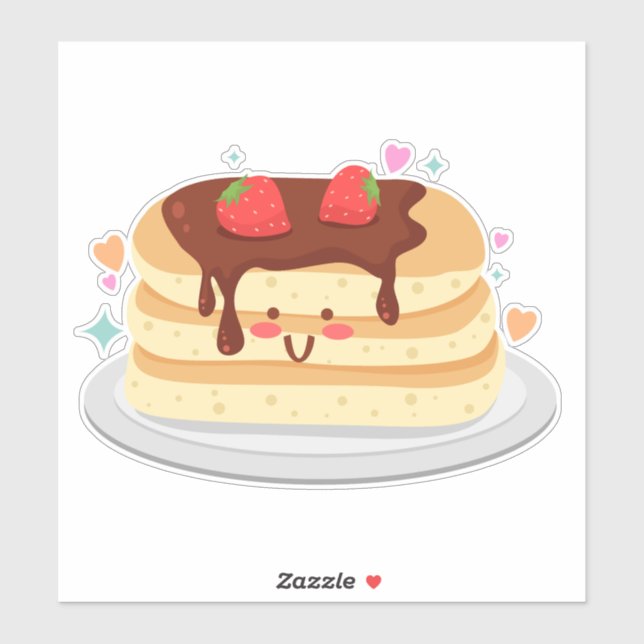 Sticker Pancake Lover Addict Design mignon (Feuille)