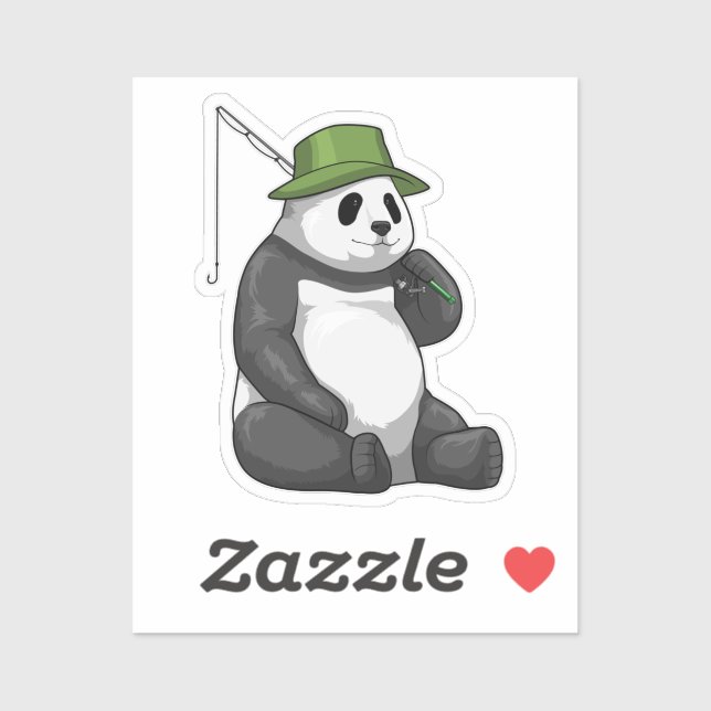 Sticker Panda at Fishing with Fishing rod (Feuille)