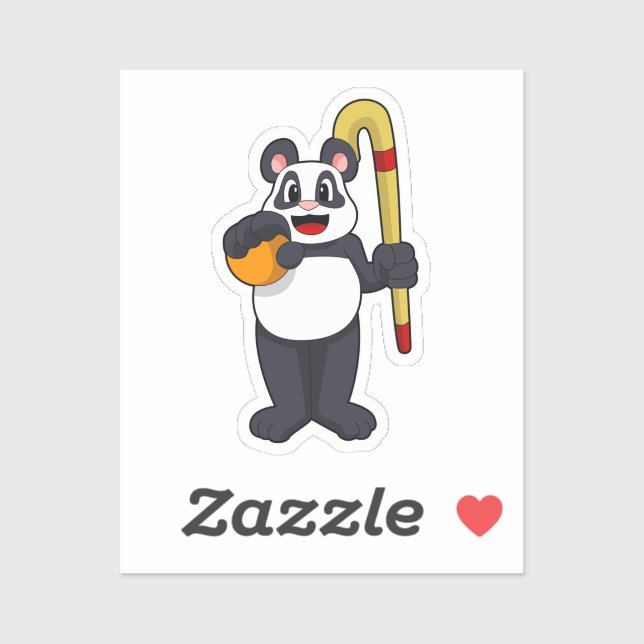 Sticker Panda at hockey with hockey bat (Feuille)