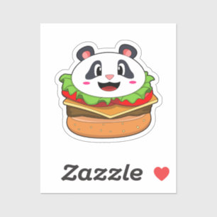 Sticker Panda avec hamburger