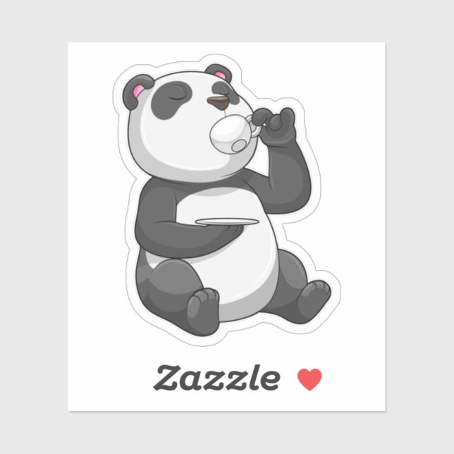 Sticker Panda avec Tea Cup (Feuille)