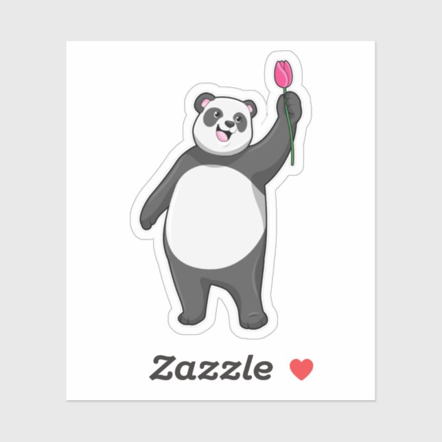 Sticker Panda avec Tulipe (Feuille)