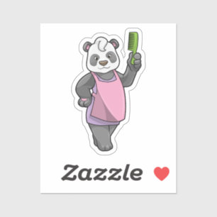 Sticker Panda comme coiffeur avec peigne
