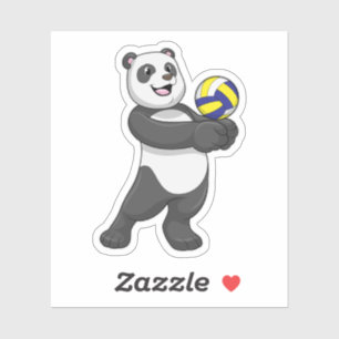 Sticker Panda comme joueur de volleyball avec volleyball