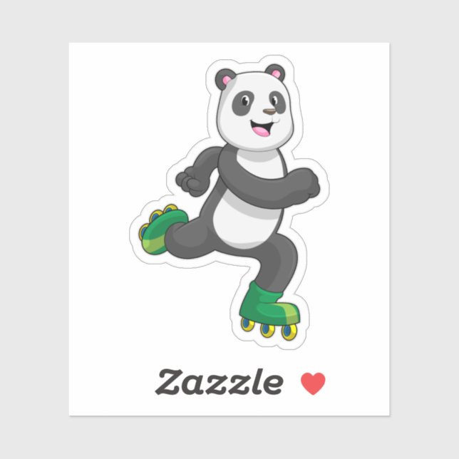 Sticker Panda comme Patinage en ligne avec Roller skates (Feuille)