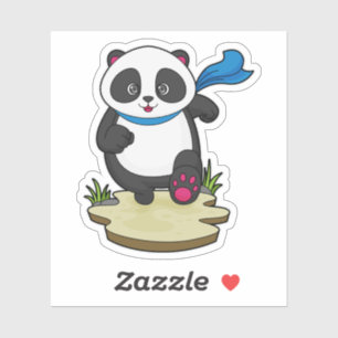 Sticker Panda coureur avec Écarf