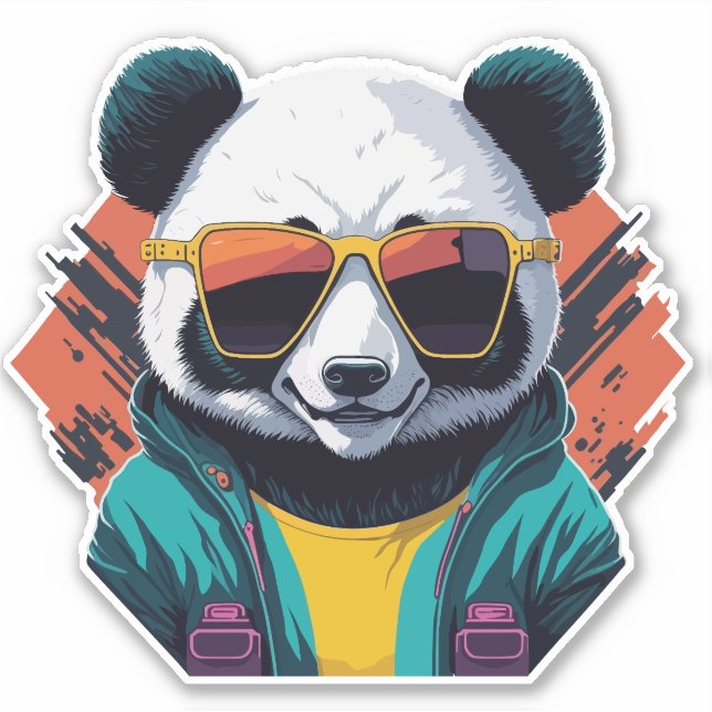 Sticker Panda élégant avec lunettes de soleil (Devant)