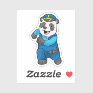 Sticker Panda en tant qu'officier de police avec casquette