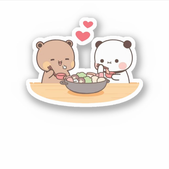 Sticker Panda Et Brownie Bear Couple (Devant)