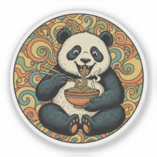 Sticker Panda mangeant des nouilles - Super Asian Food Art