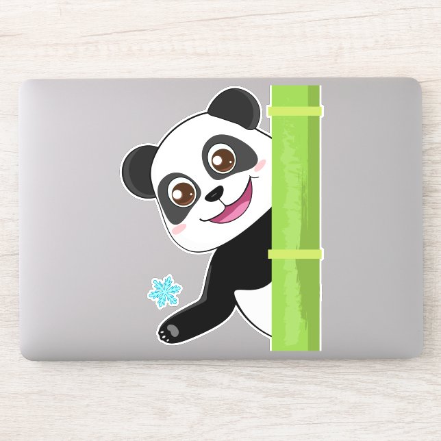 Sticker Panda mignonne et flocons de neige (Ordinateur)