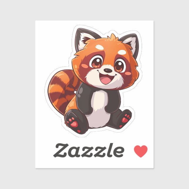 Sticker Panda rouge caricature (Feuille)