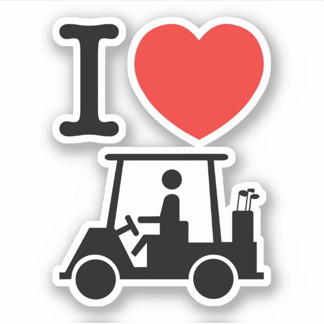 Sticker Panier de golf I Heart (Love) (Devant)