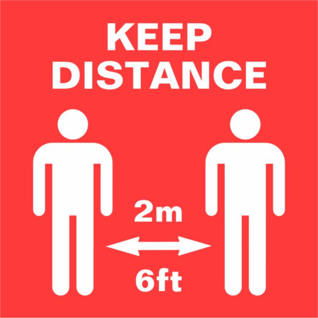 Sticker Panneau de Distances Sociales Coronavirus (Devant)