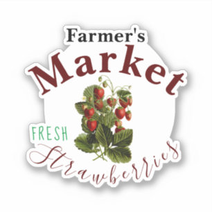 Sticker Panneau de fraises du marché des agriculteurs 