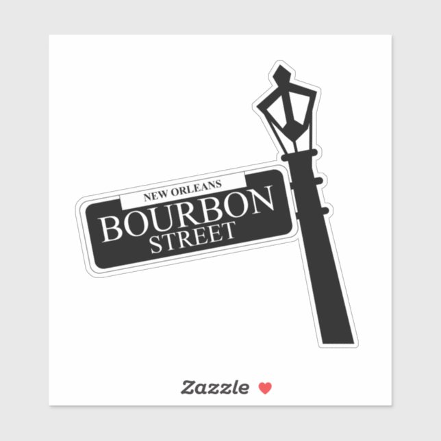 Sticker Panneau de la Nouvelle-Orléans Bourbon Street (Feuille)