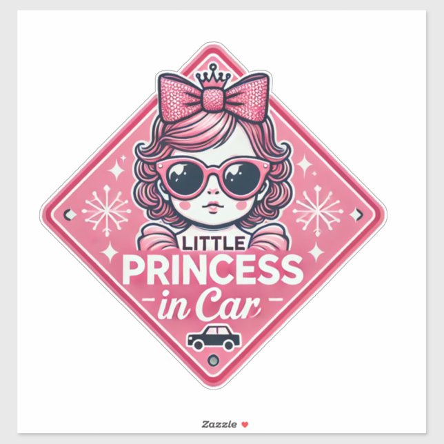 Sticker Panneau de la petite princesse en voiture (Feuille)