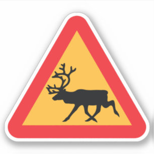 Sticker Panneau de signalisation suédois Caution Reindeer