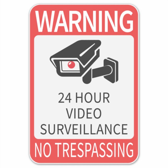 Sticker Panneau de surveillance vidéo 24 heures (Devant)