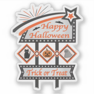 Sticker Panneau d'Halloween Vintage rétros - Tricoter ou t