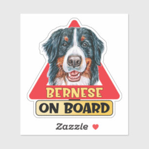 Sticker Panneau rouge Chien de montagne bernois à bord