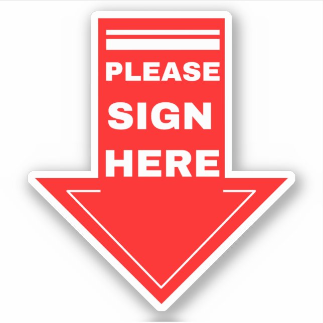 Sticker Panneau rouge ici (Devant)