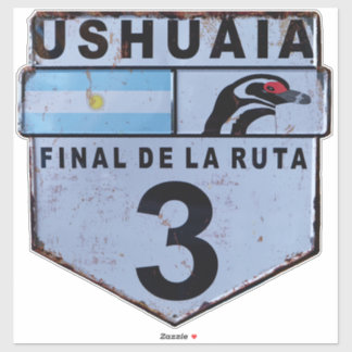 Sticker Panneau routier Ruta 3 Ushuaia Patagonia