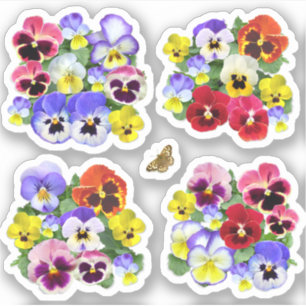 Sticker Pansies colorées Contour