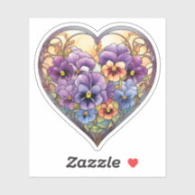 Pansies en verre tendu Coeur