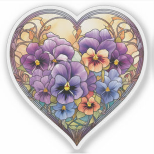 Sticker Pansies en verre tendu Coeur
