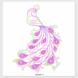 Sticker Paon rose III