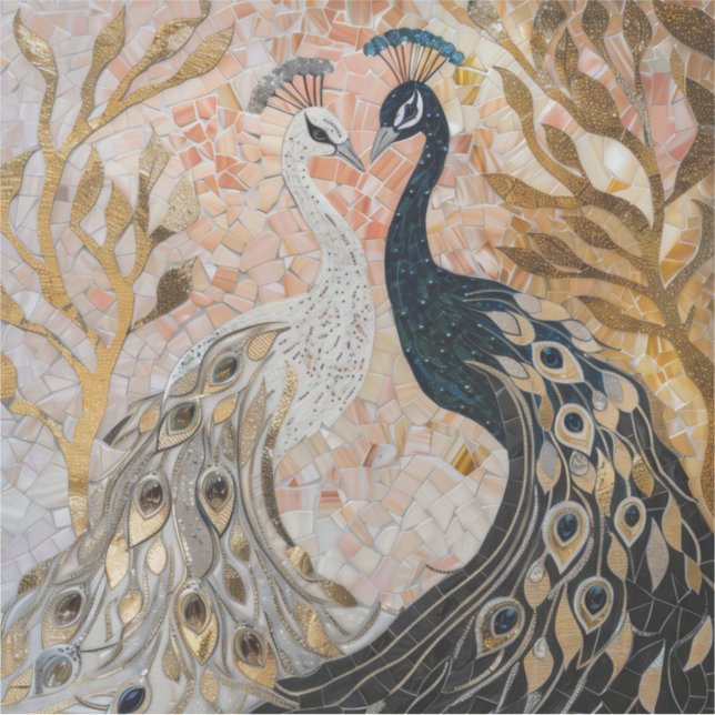 Sticker Paons dorés Pretty Peacocks Gold Glam   (Devant)