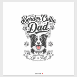 Sticker Papa Border Collie T-shirt de chien de gravure vin