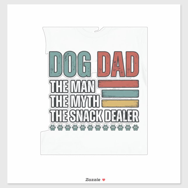Sticker Papa Chien Le Fournisseur de Snacks Chemise Vintag (Feuille)