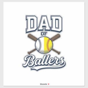 Sticker Papa de Ballers Baseball Softball Design Vintage_1