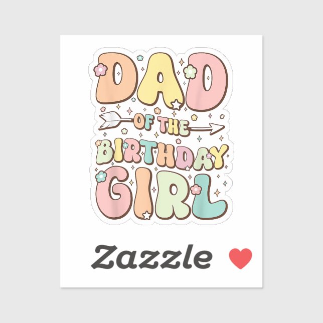 Sticker Papa de l'Anniversaire fille chemise jumelée famil (Feuille)