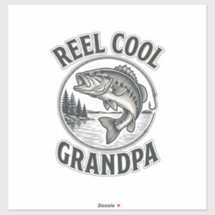 Sticker Papé Super Cool Grand-Père Vintage Pêche Bass Chem