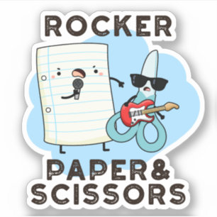 Sticker Papier Rocker Et Ciseaux Drôle Jeu Pun