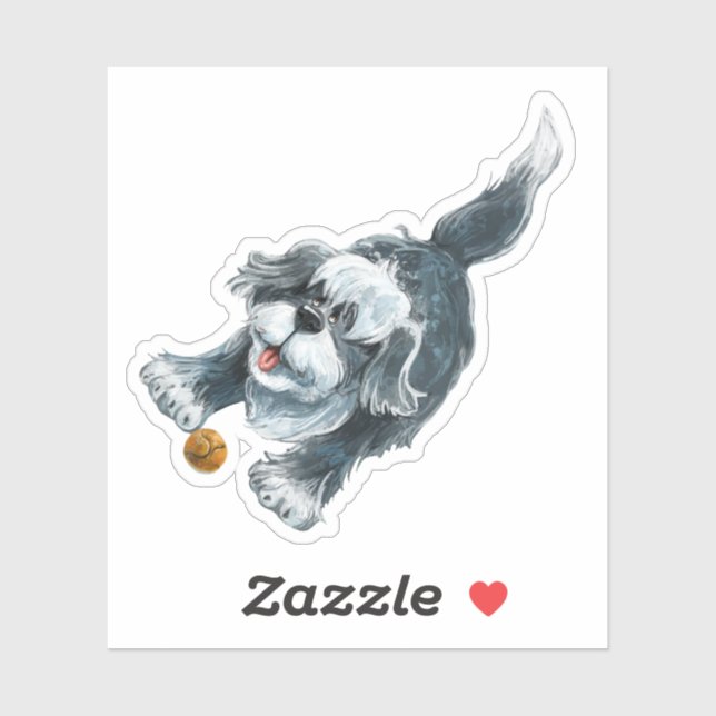 Sticker Papier Shaggy Sheep Chien (Feuille)