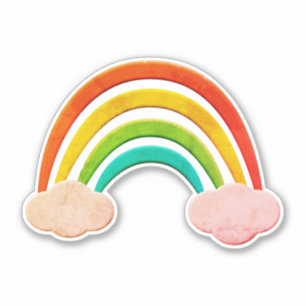 Sticker Papier vintage Coupé Arc-En-Ciel Et Nuages