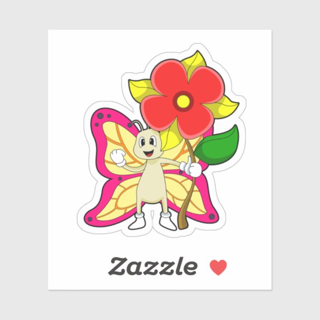 Sticker Papillon à fleurs (Feuille)