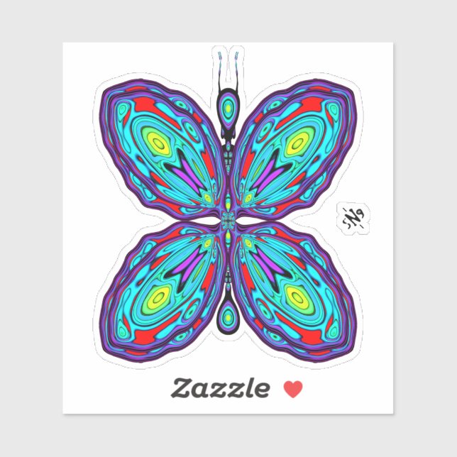 Sticker papillon Alien (motif coloré) v1 (Feuille)