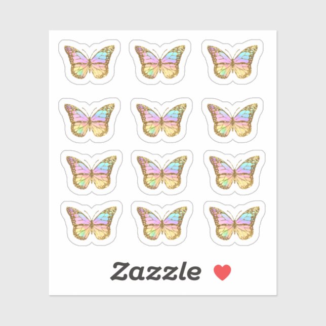 Sticker papillon aux couleurs pastel (Feuille)