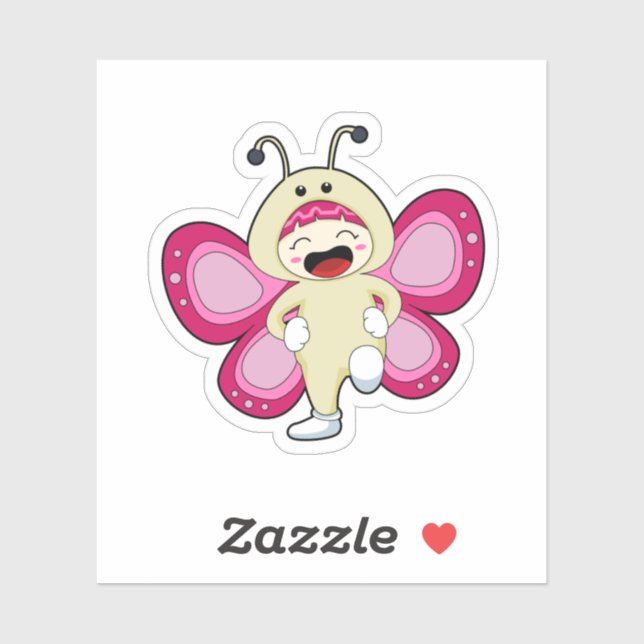Sticker Papillon avec costume (Feuille)