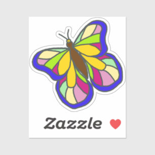 Sticker Papillon bleu dessiné à la main et coloré