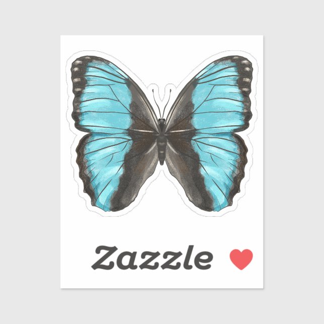 Sticker Papillon bleu Insect Art Amour de la nature (Feuille)